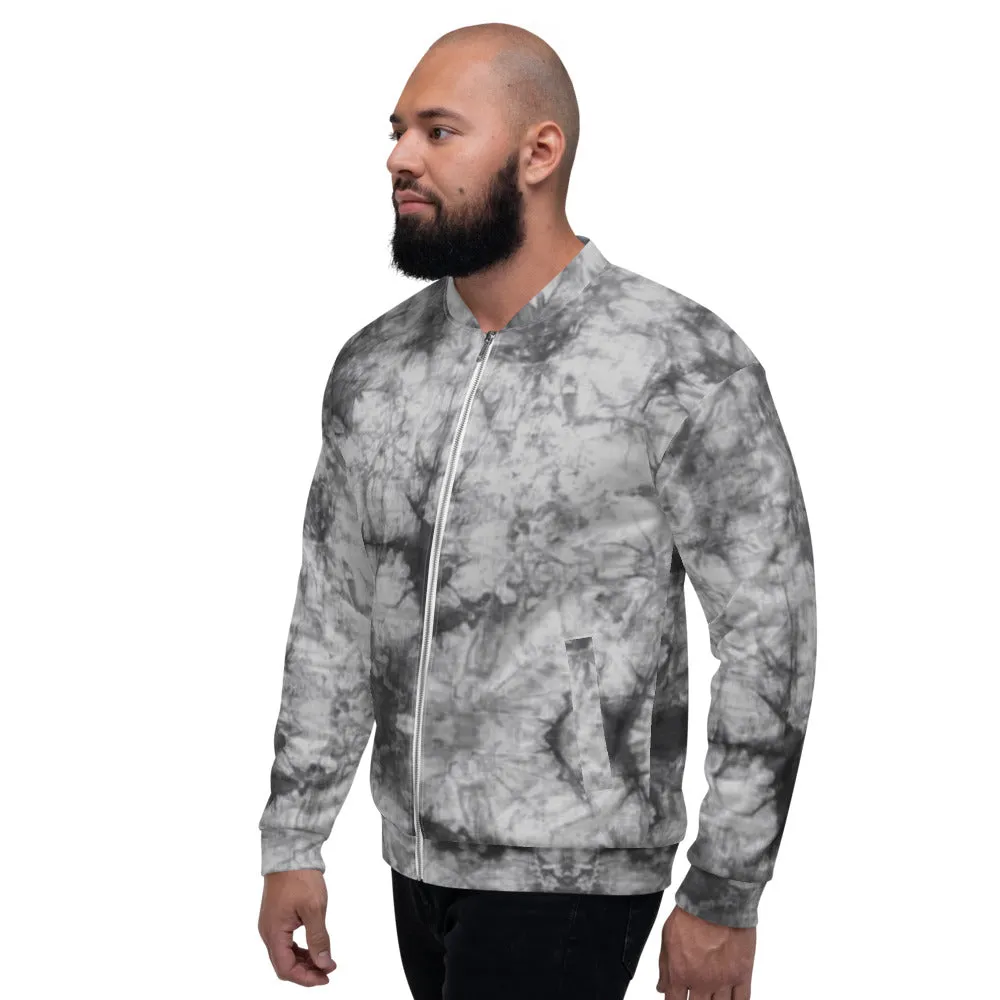 Recycled Unisex Bomber Jacket - Grey Tie Dye - Men