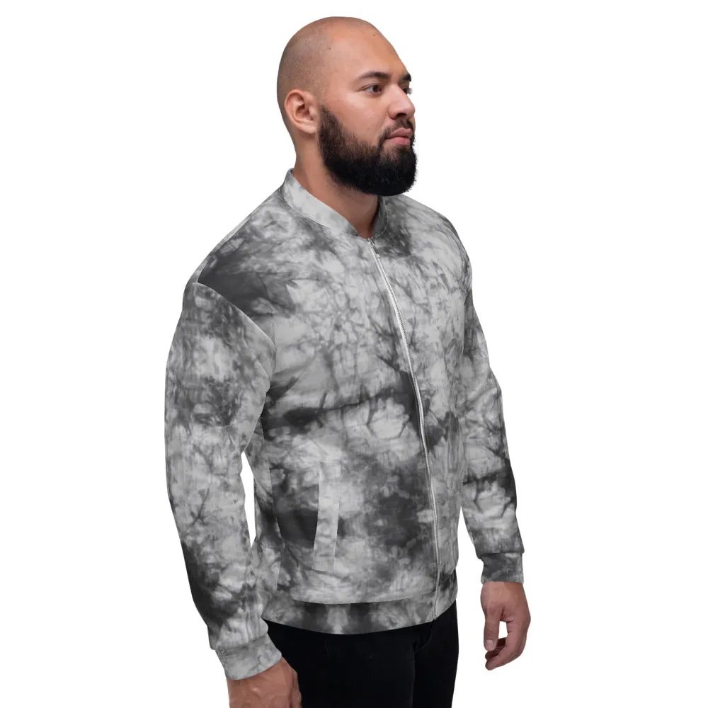 Recycled Unisex Bomber Jacket - Grey Tie Dye - Men