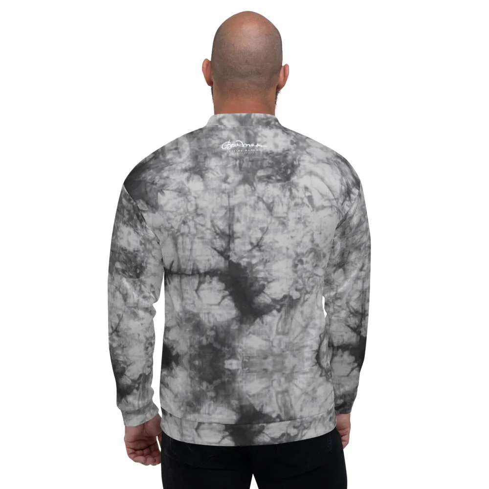 Recycled Unisex Bomber Jacket - Grey Tie Dye - Men