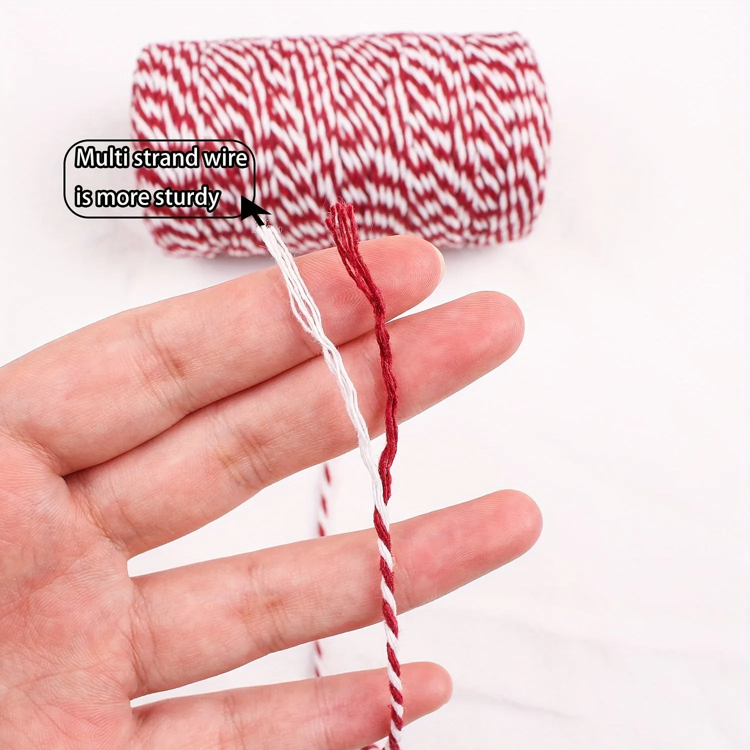 Red  white cotton rope for festive DIY projects  gifts