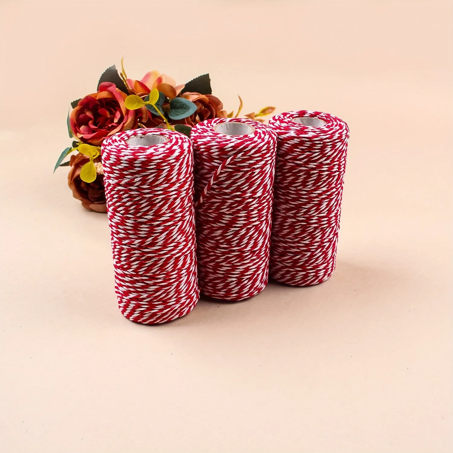 Red  white cotton rope for festive DIY projects  gifts