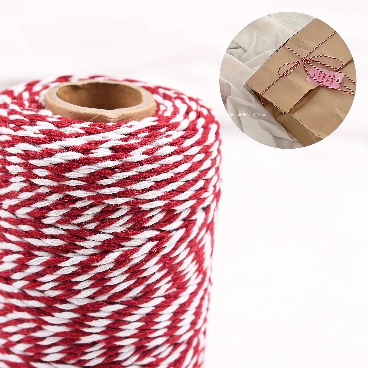 Red  white cotton rope for festive DIY projects  gifts