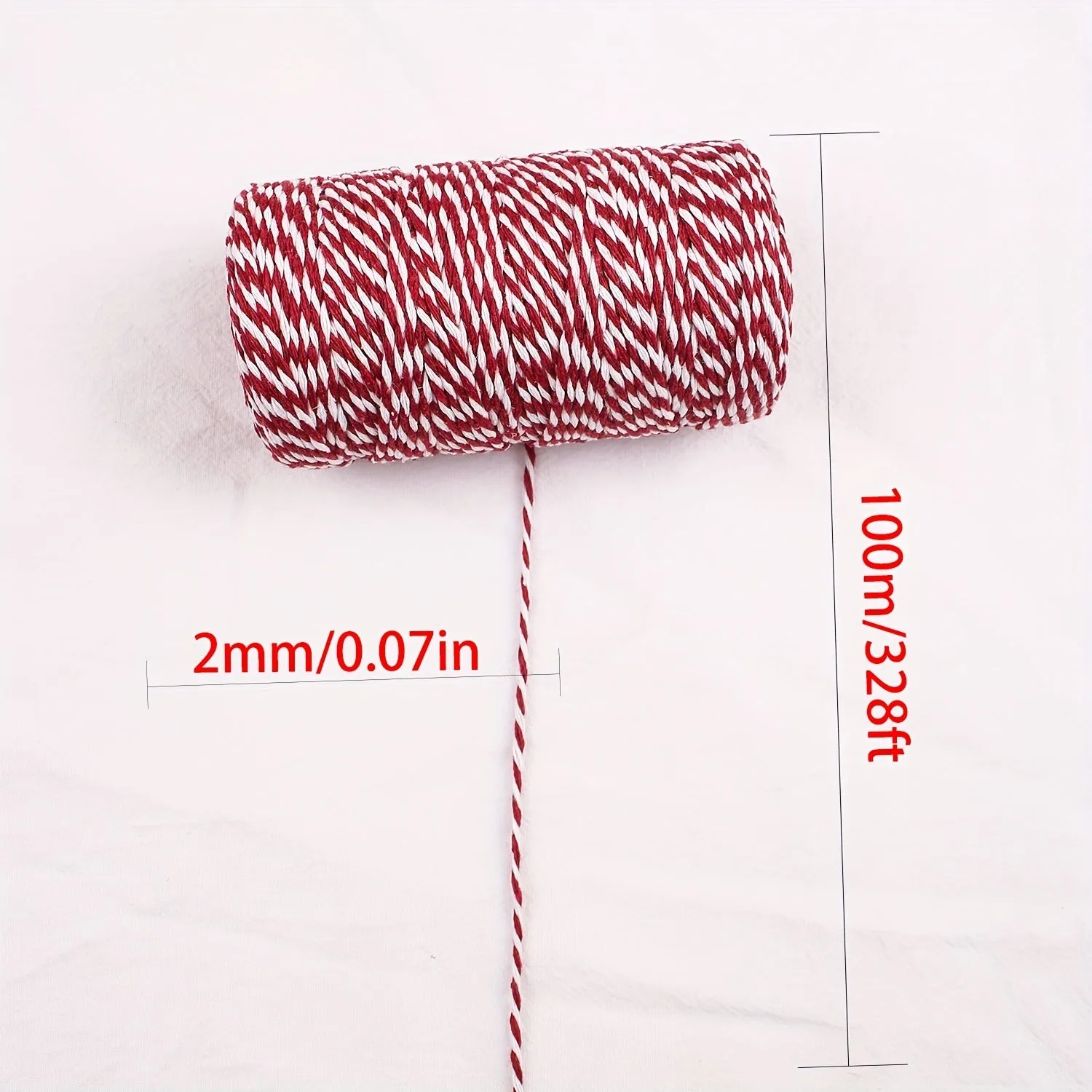 Red  white cotton rope for festive DIY projects  gifts