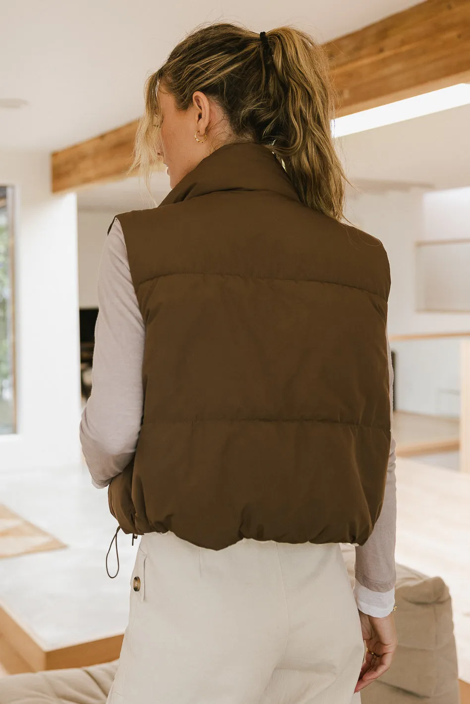 Reversible Puffer Vest in Brown - FINAL SALE