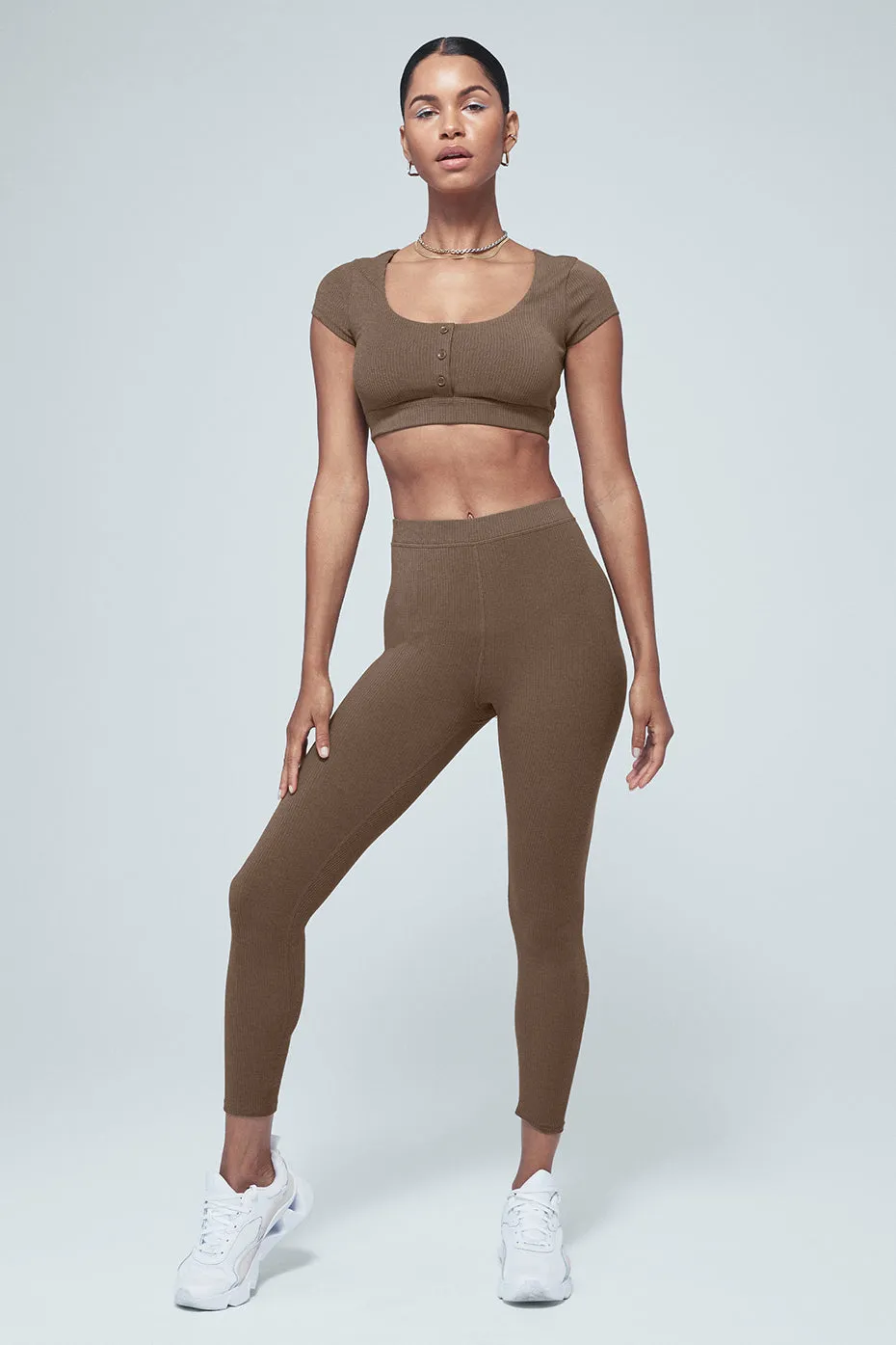 Ribbed High-Waist 7/8 Blissful Legging - Hot Cocoa