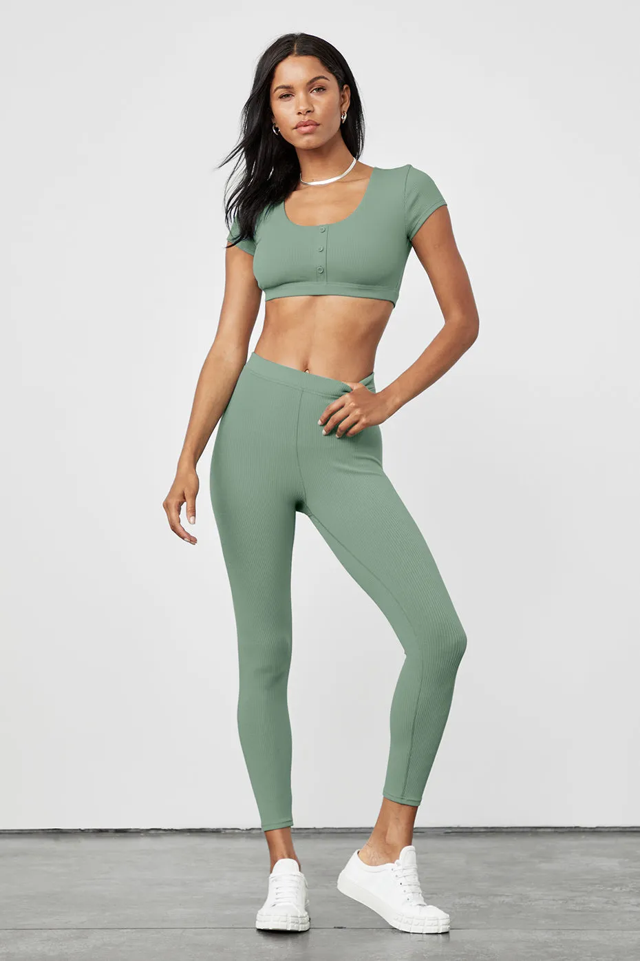 Ribbed High-Waist 7/8 Blissful Legging - Soft Seagrass