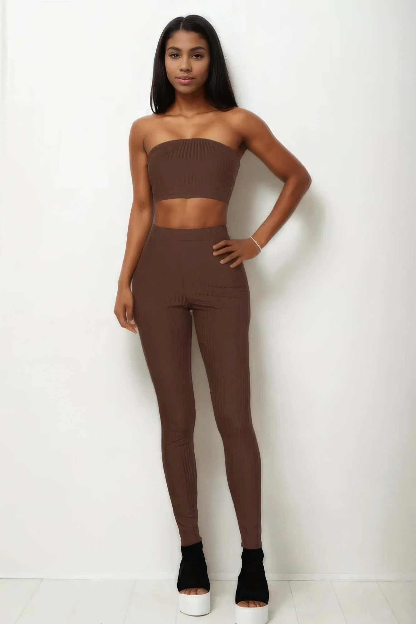 Ribbed Tube Top & Leggings Outfit Set