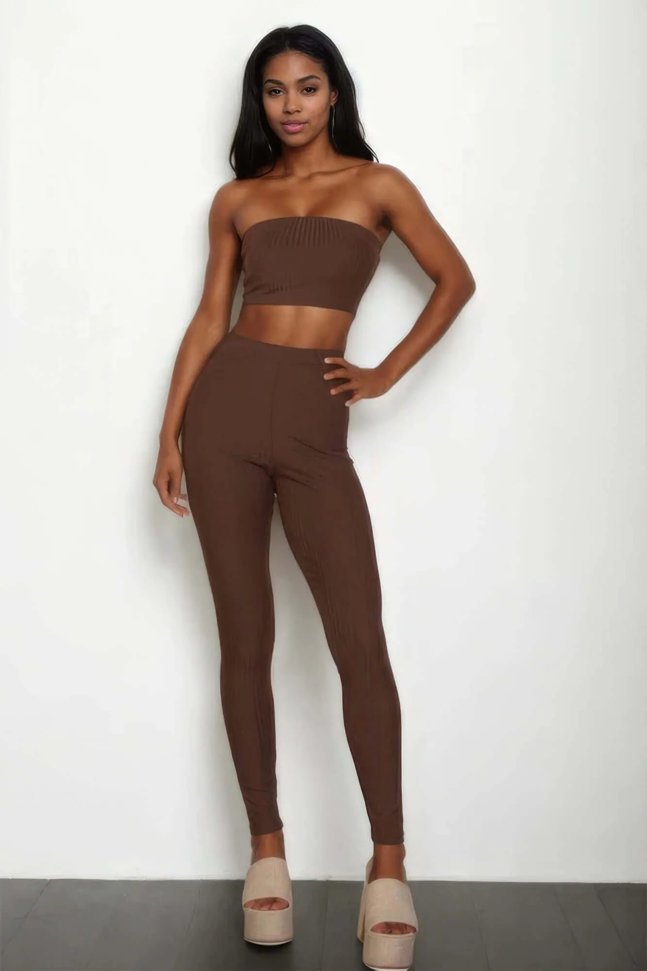 Ribbed Tube Top & Leggings Outfit Set