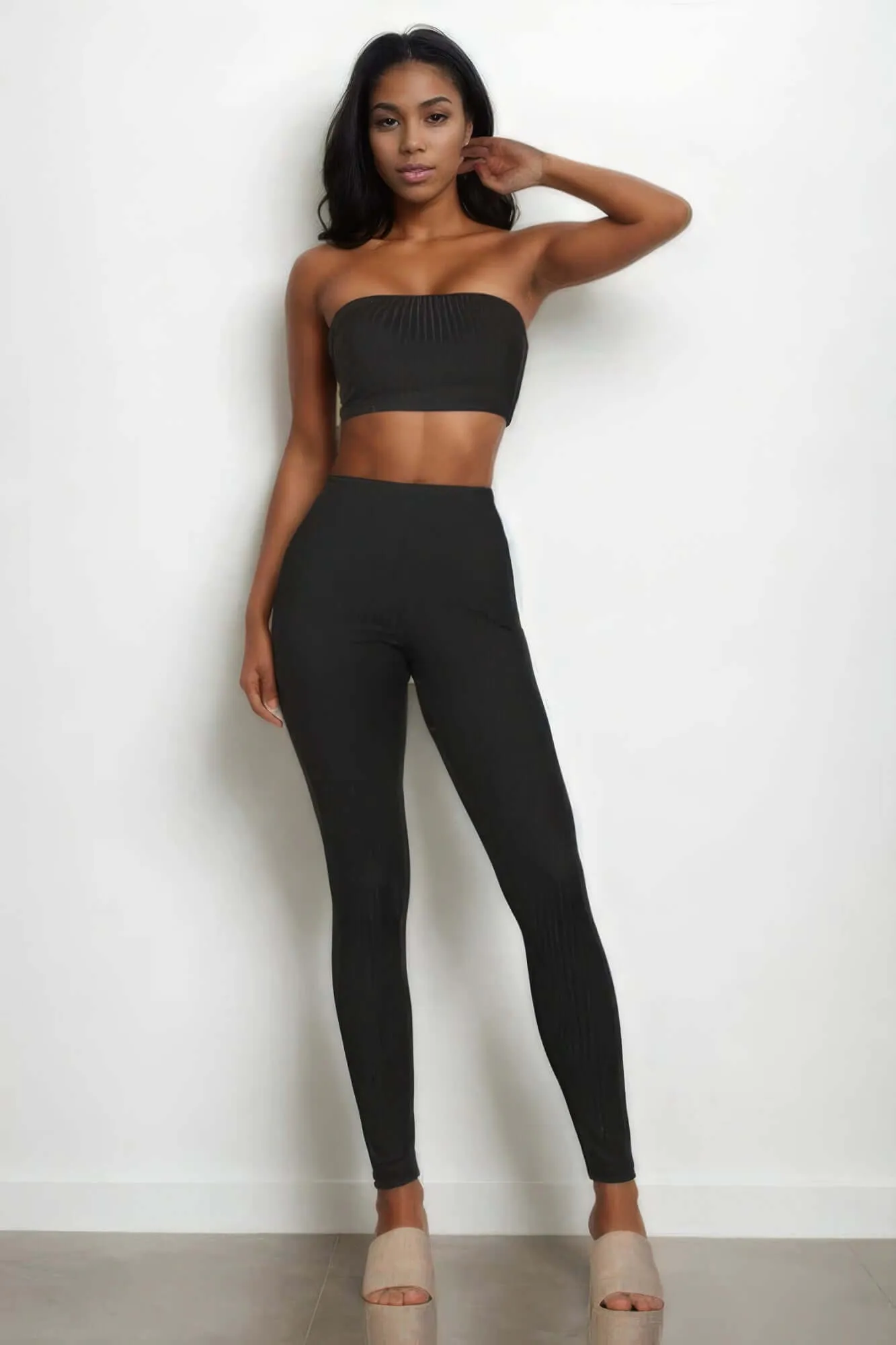 Ribbed Tube Top & Leggings Outfit Set