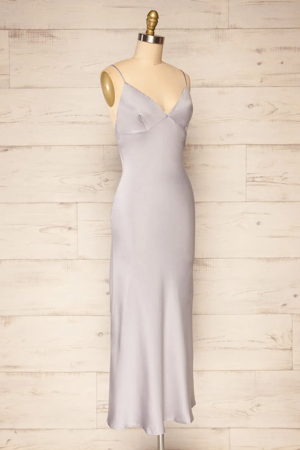 Rontie Grey | Midi V-Neck Slip Dress