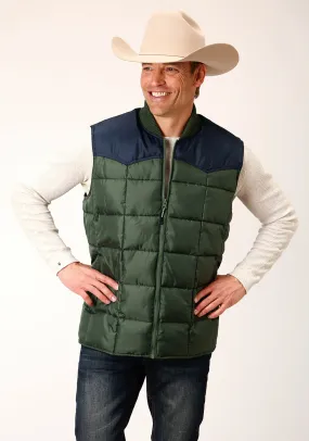 Roper Mens Western Quilted Green 100% Polyester Softshell Vest