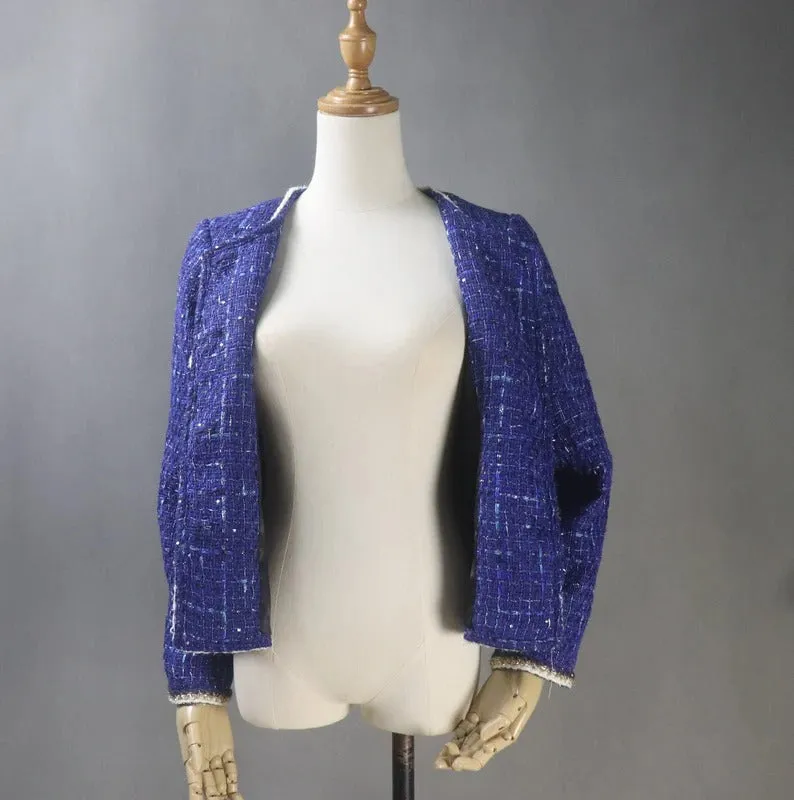 Royal Blue Coat Blazer Sequinned Women's Tailor CUSTOM MADE