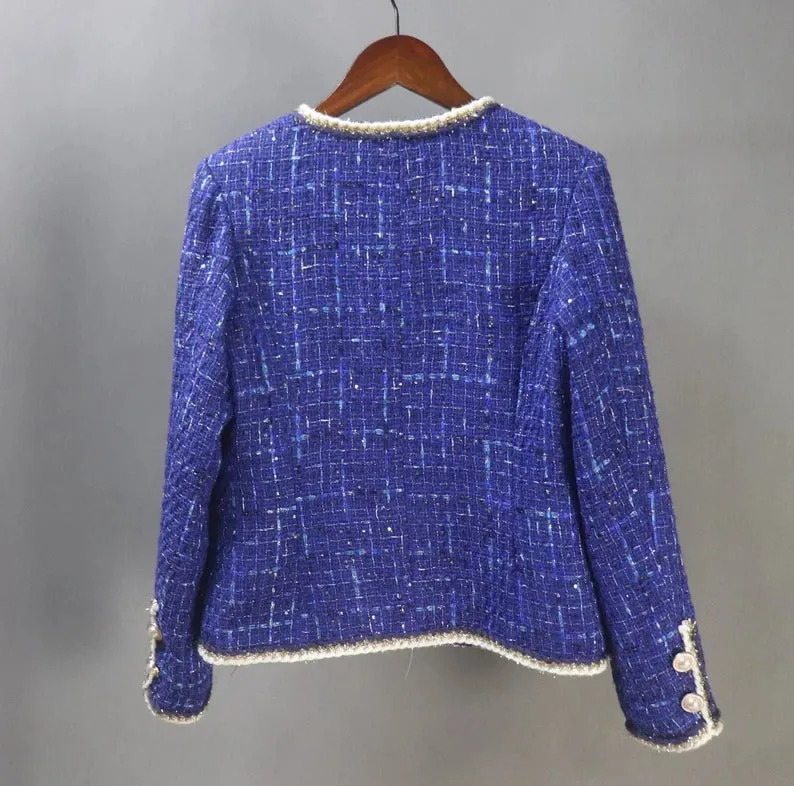 Royal Blue Coat Blazer Sequinned Women's Tailor CUSTOM MADE