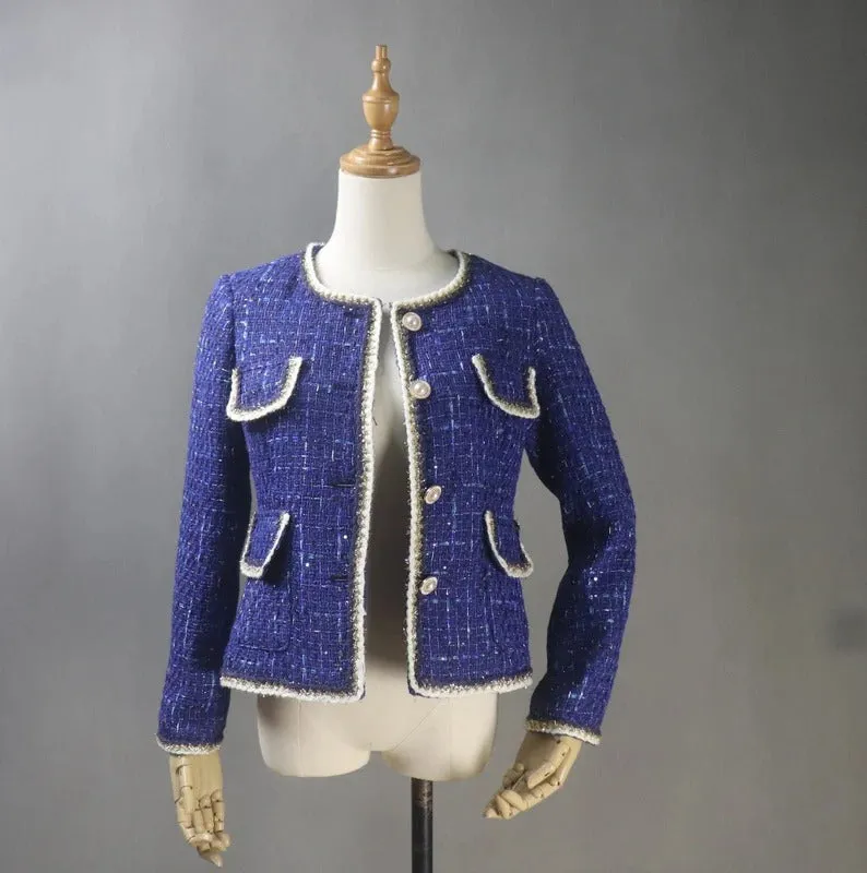 Royal Blue Coat Blazer Sequinned Women's Tailor CUSTOM MADE