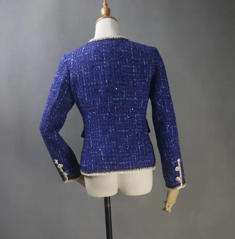 Royal Blue Coat Blazer Sequinned Women's Tailor CUSTOM MADE