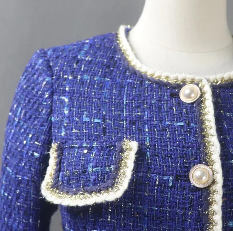 Royal Blue Coat Blazer Sequinned Women's Tailor CUSTOM MADE