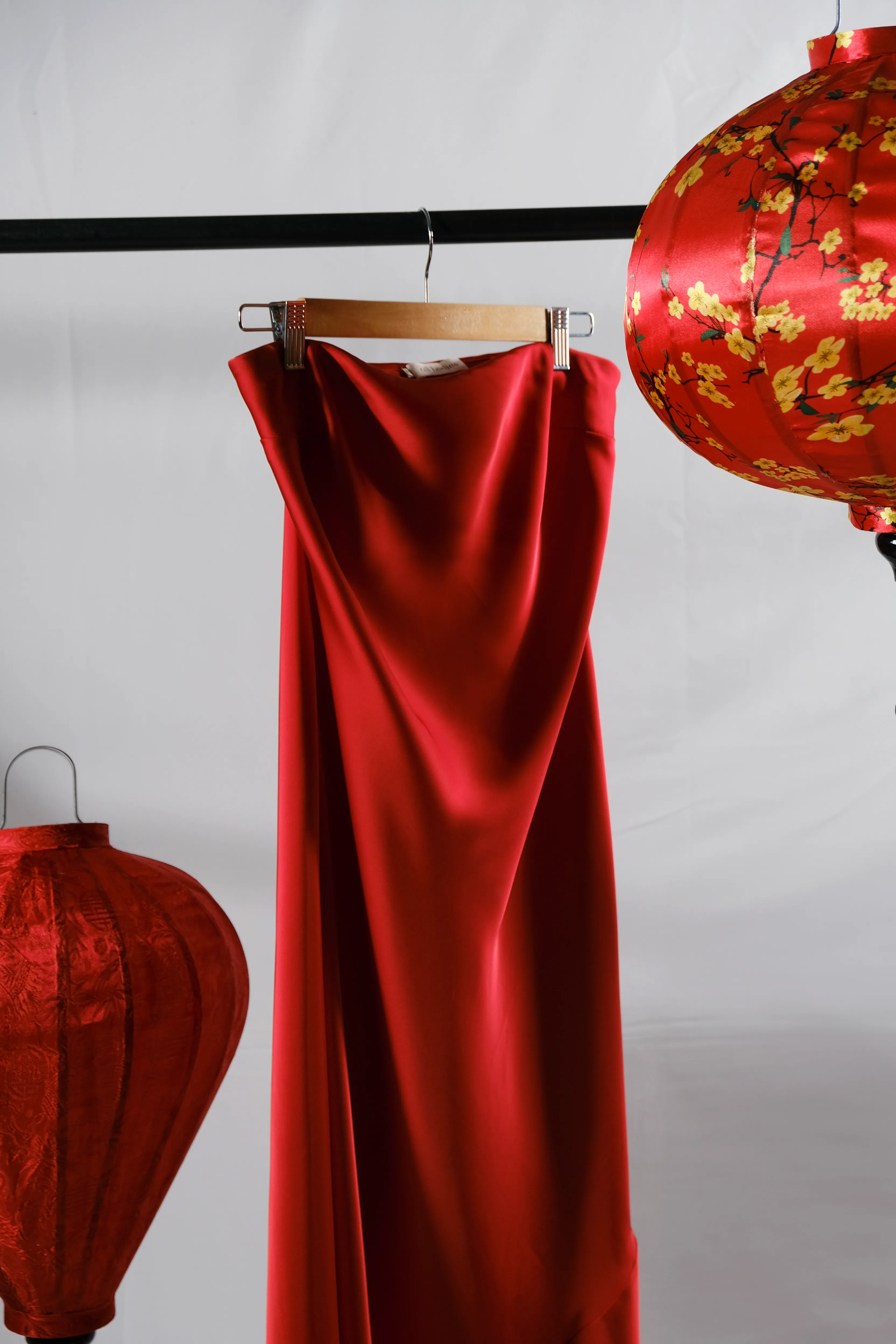 Ruby Silk Strapless Midi Dress