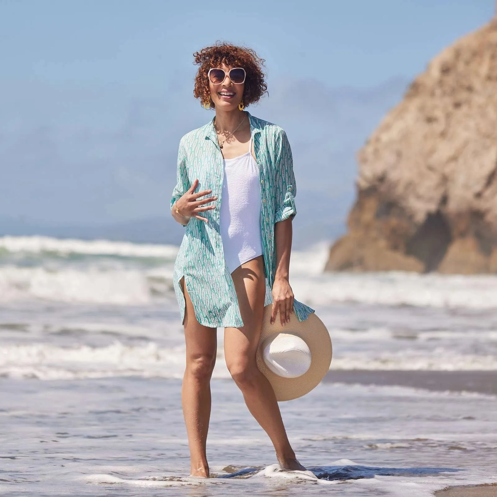 Sardinia Ocean Button Down Beach Tunic