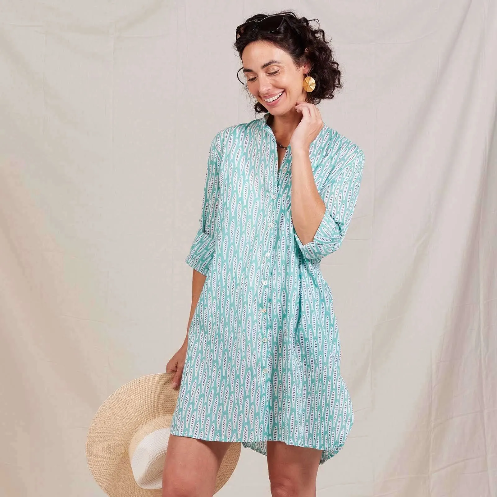 Sardinia Ocean Button Down Beach Tunic