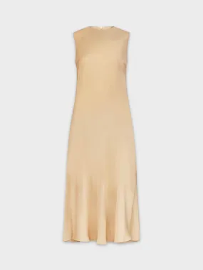 SATIN SLIP DRESS-TAN