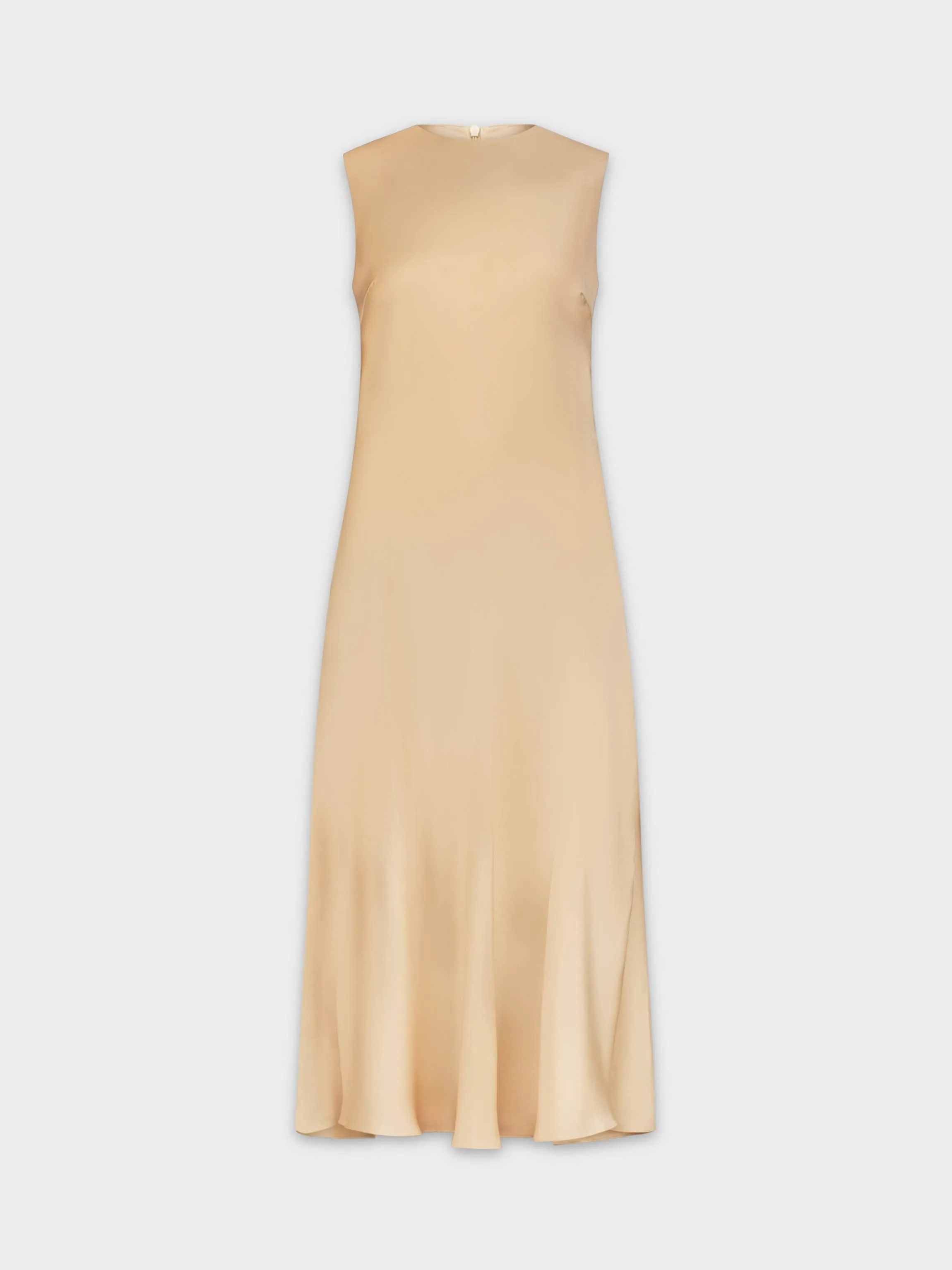 SATIN SLIP DRESS-TAN