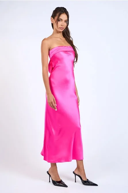 Satin Strapless Midi