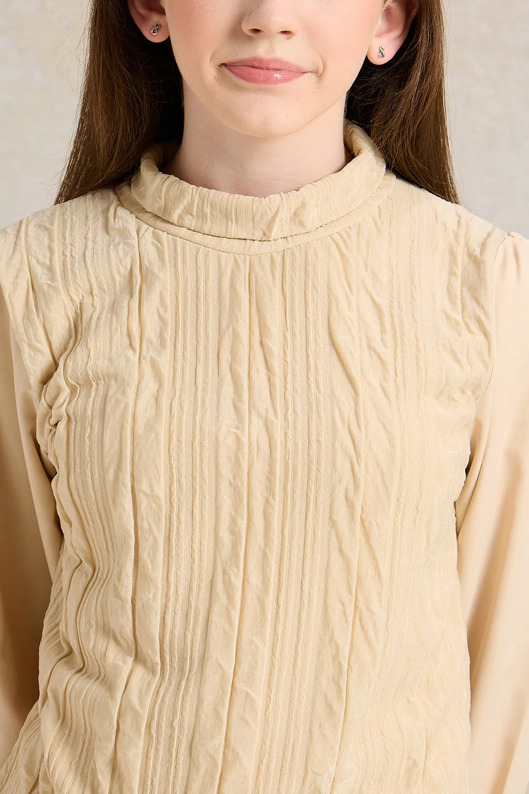 Senior Girls Beige Textured Top