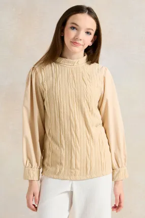 Senior Girls Beige Textured Top