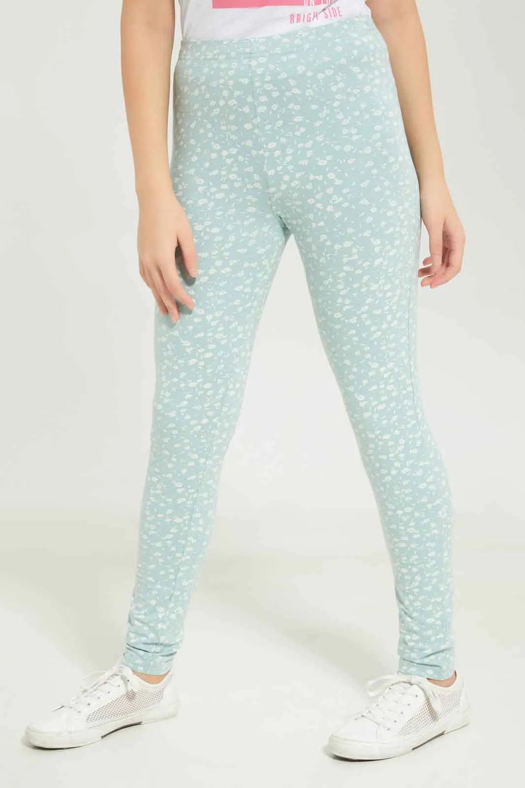 Senior Girls Blue Flower Print Legging