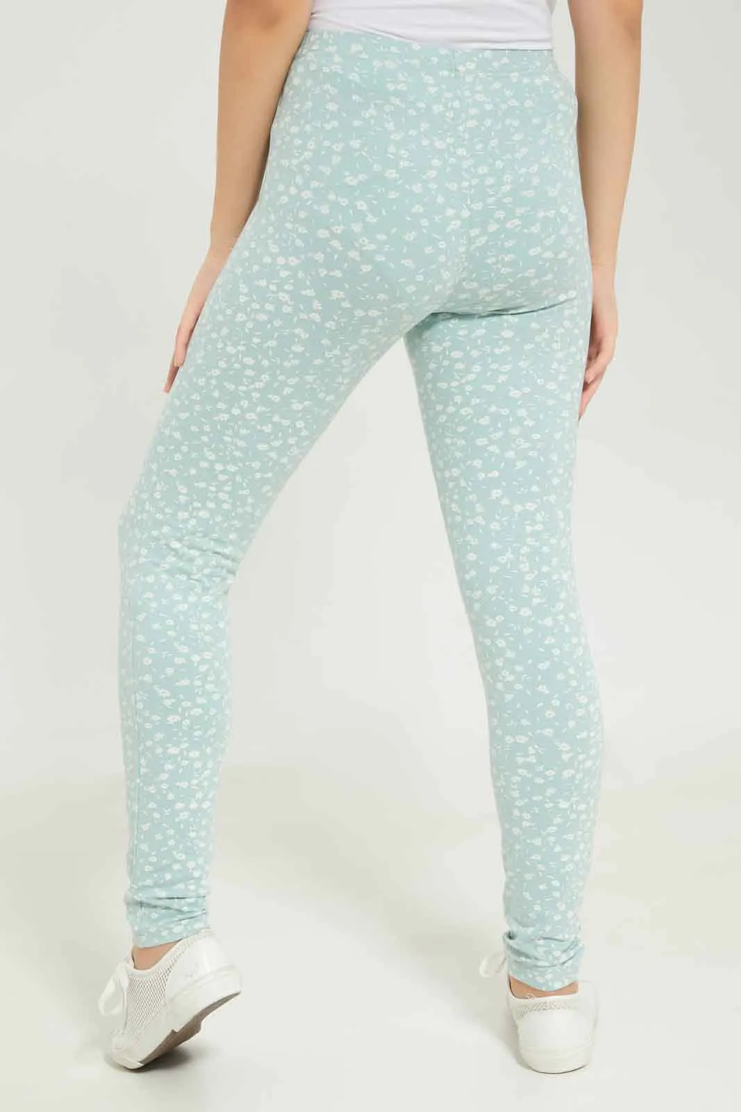 Senior Girls Blue Flower Print Legging