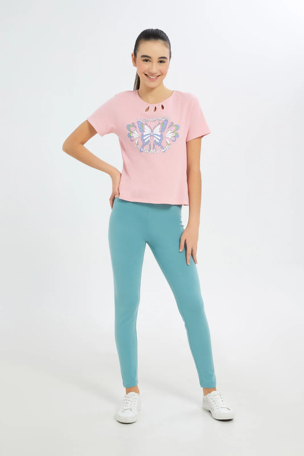 Senior Girls Blue Plain Leggings