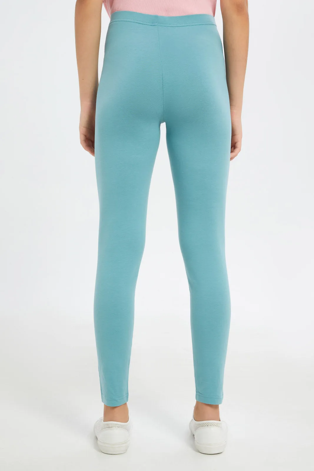 Senior Girls Blue Plain Leggings