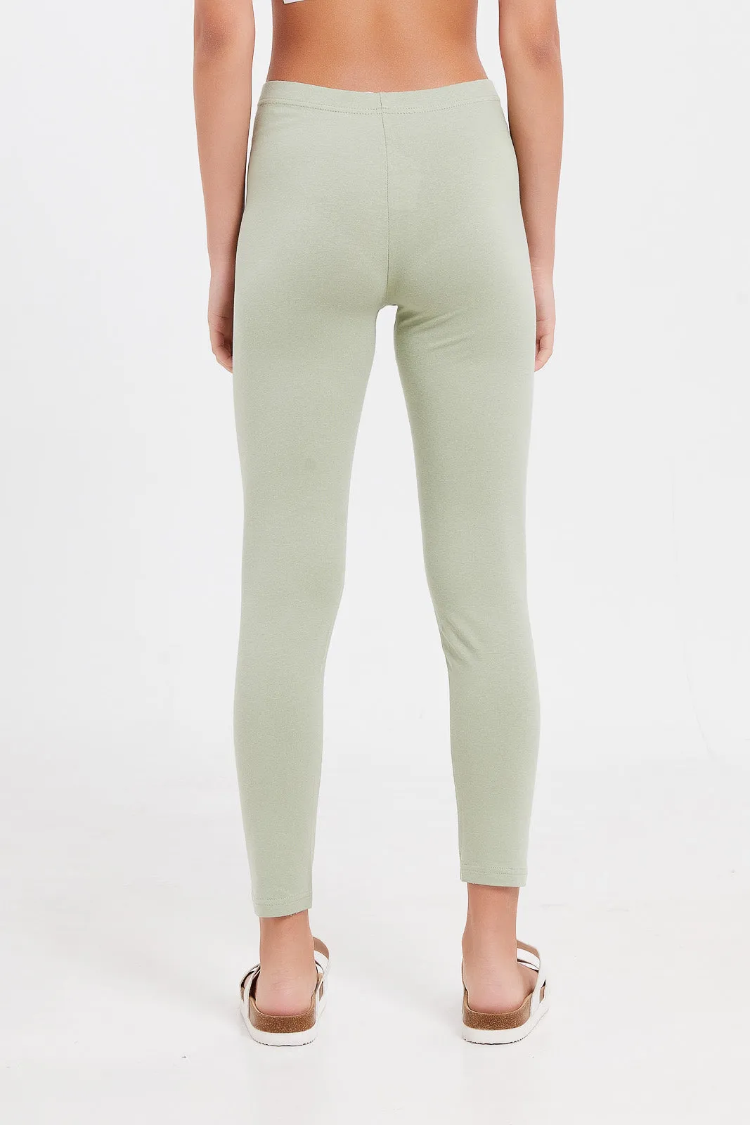 Senior Girls Green Basic Leggings