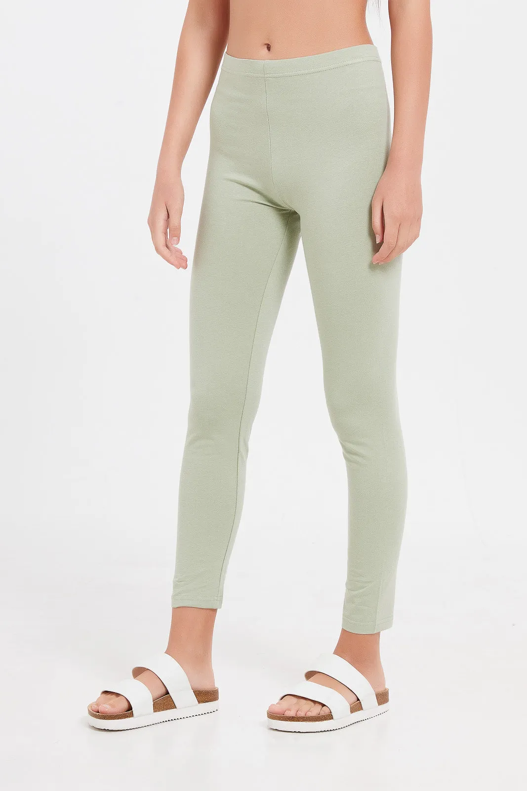 Senior Girls Green Basic Leggings