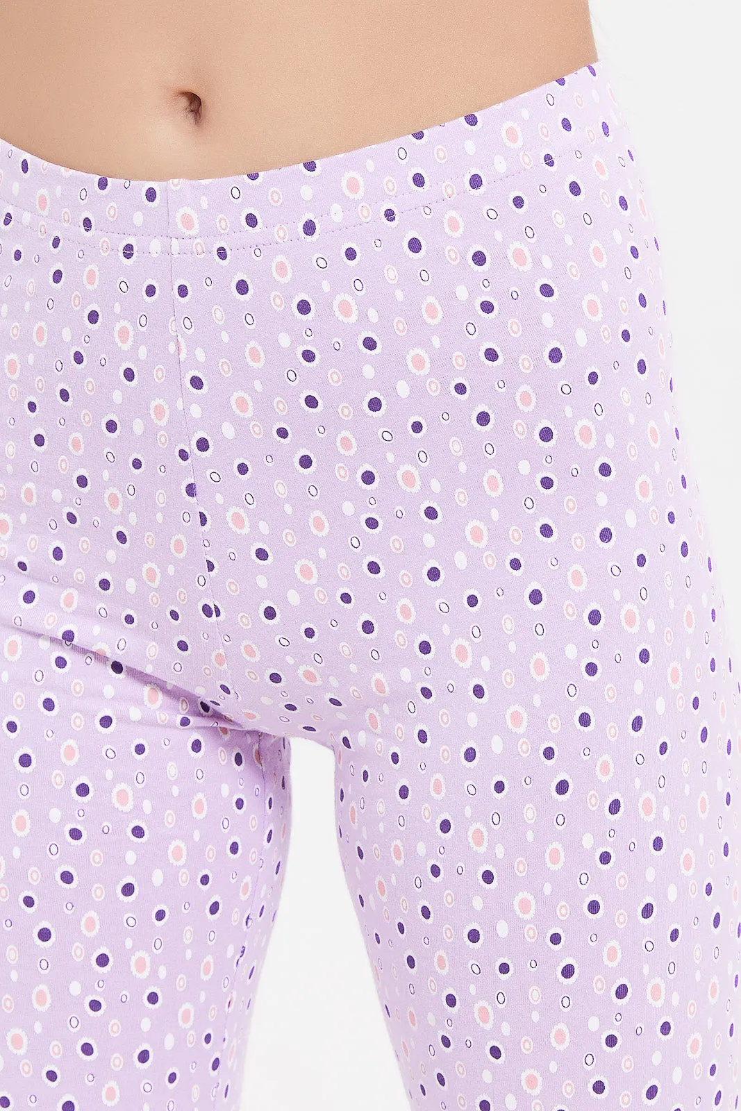 Senior Girls Lilac Print Leggings