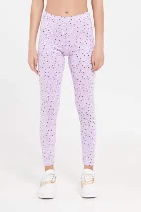 Senior Girls Lilac Print Leggings