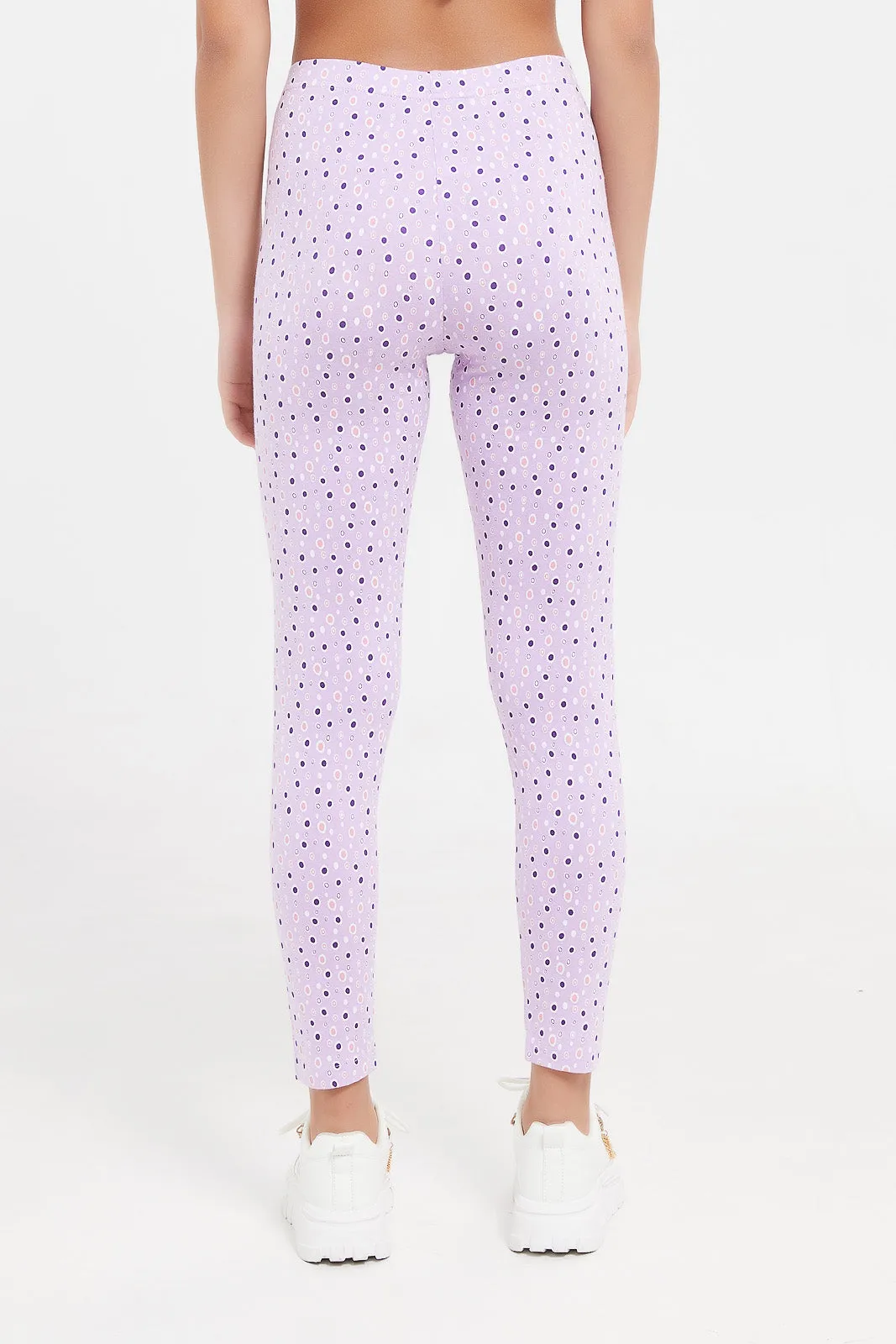 Senior Girls Lilac Print Leggings