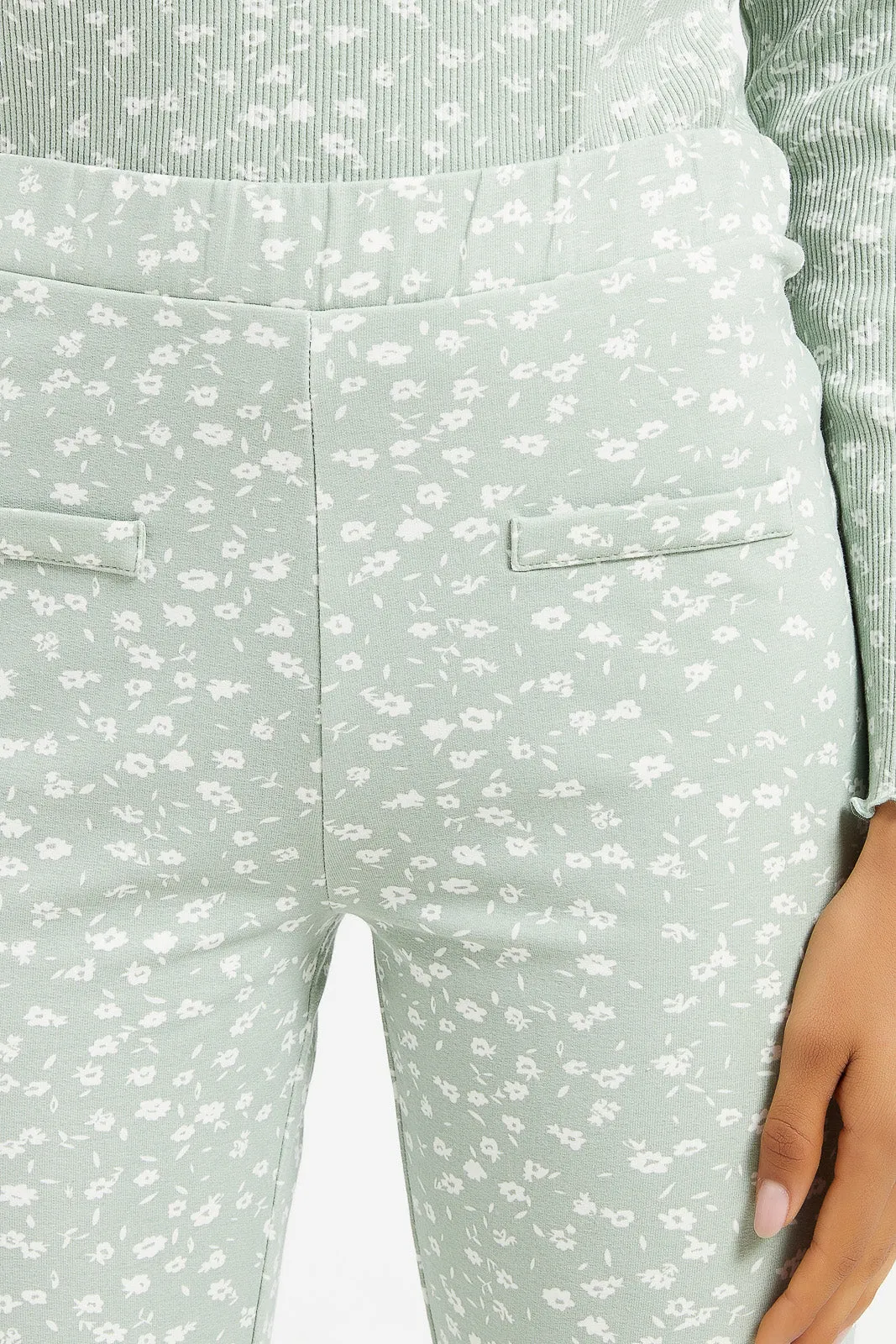 Senior Girls Mint Printed Leggings