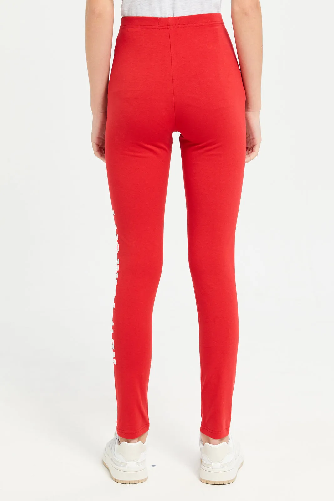 Senior Girls Red Basic Leggings