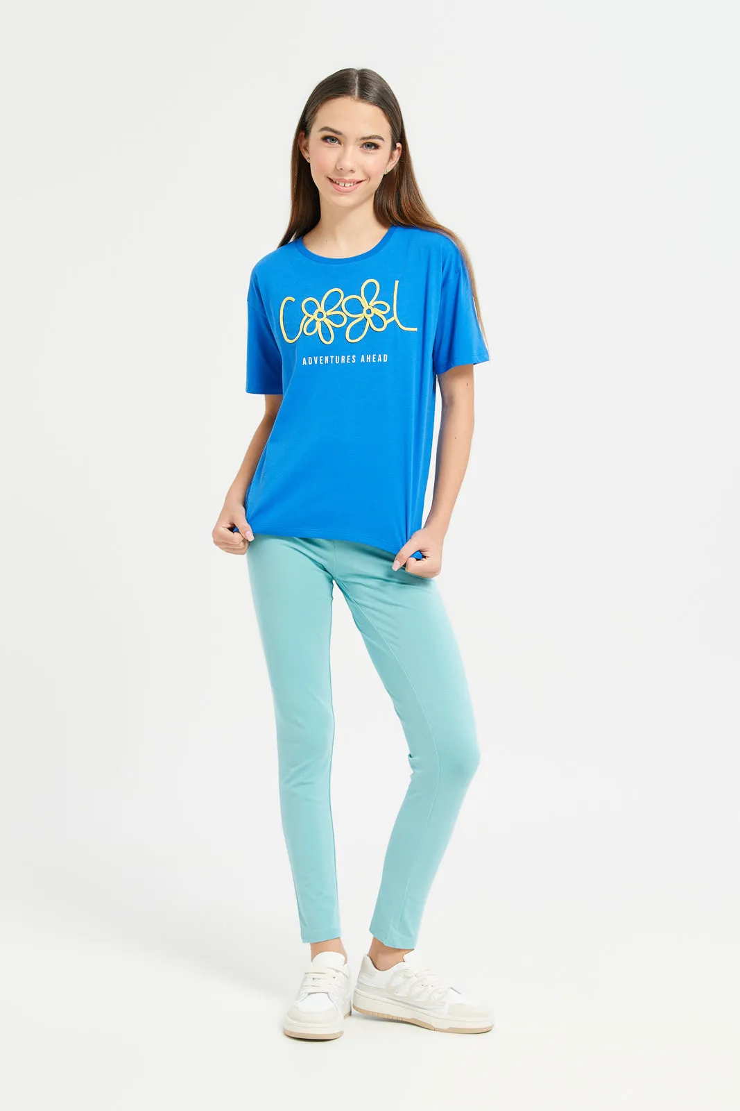 Senior Girls Teal Basic Leggings