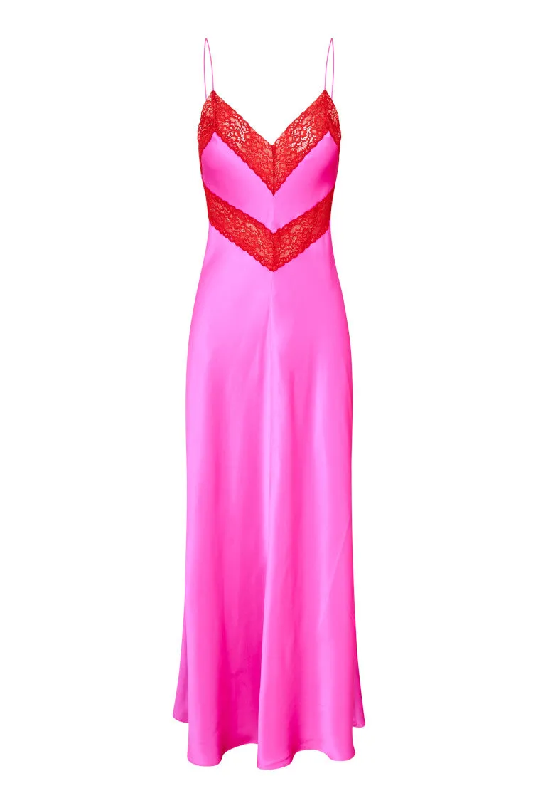 Serita Lace-Trimmed Maxi Dress - FUCHSIA