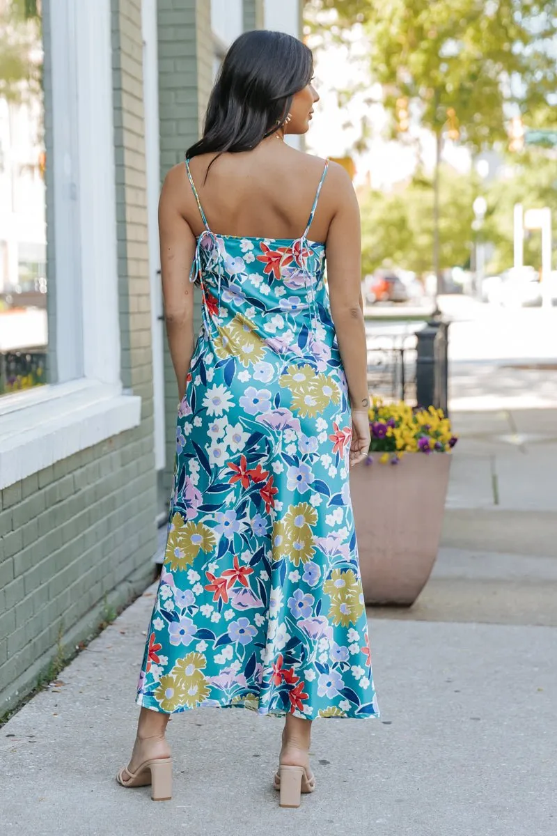 Silky Green Floral Maxi Dress - FINAL SALE