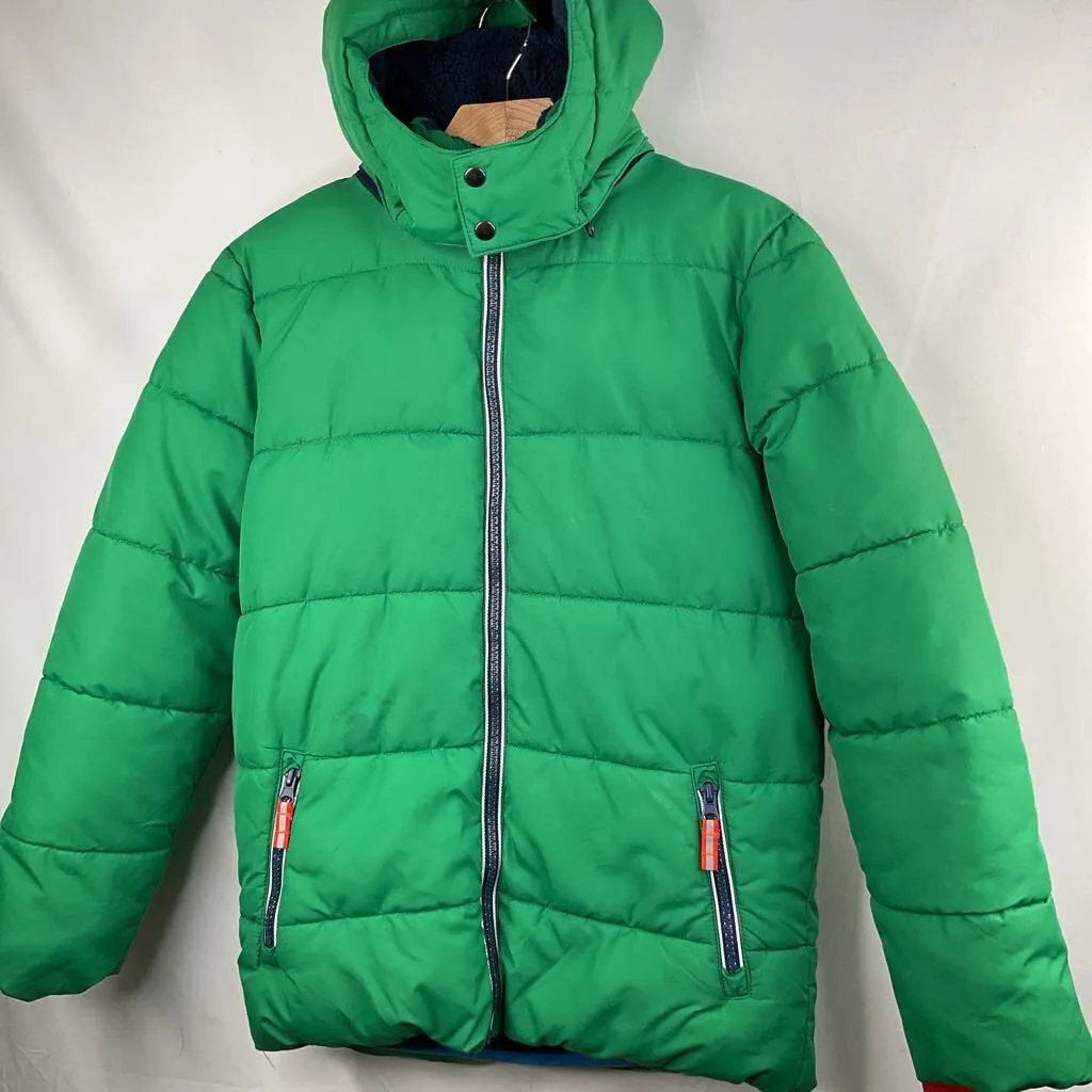 Size 11-12: Boden Green/Blue/Red Trim Poly Fill Puffer Coat