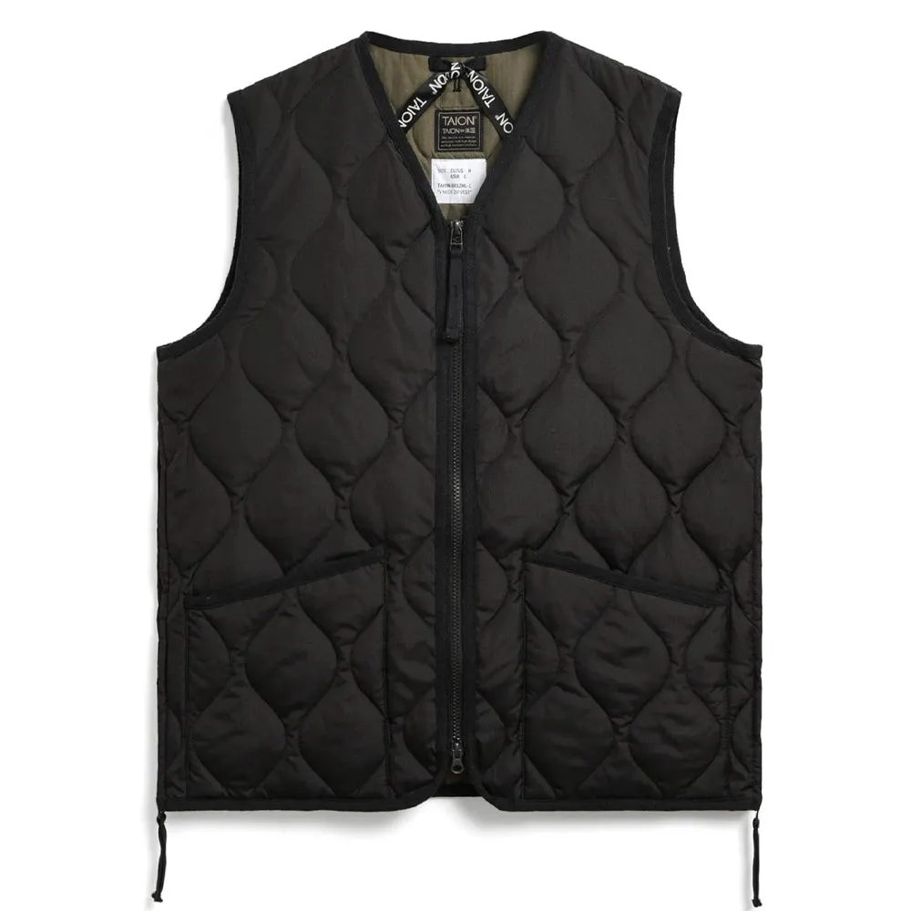 Taion Military Zip V Neck Down Vest Black