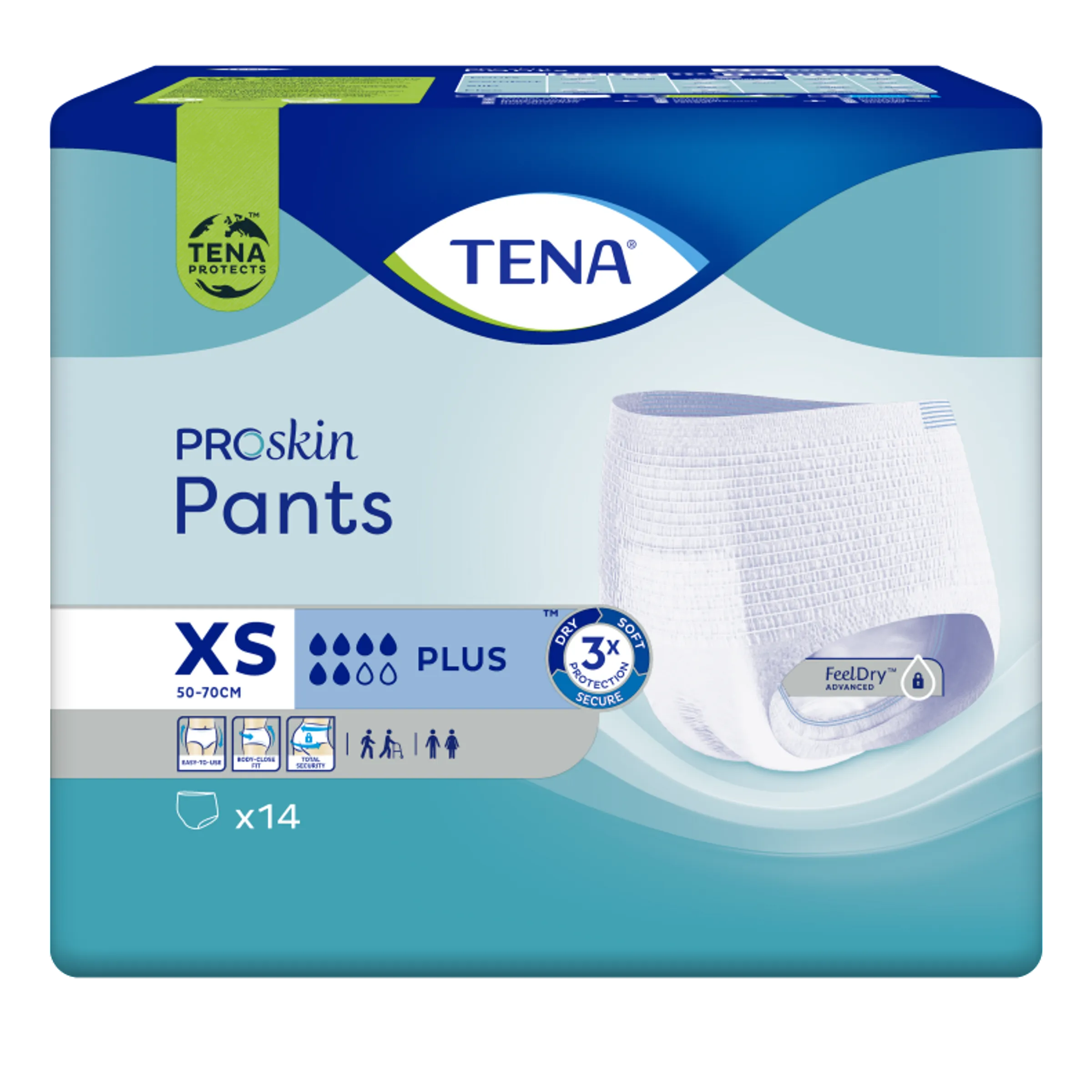 Tena Proskin Pants Plus XS 14 - Comfortabele incontinentiebroekjes met hoge absorptie