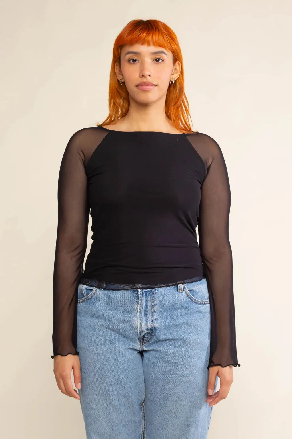 The Esta Mesh Raglan Top by NLT - Black - PLUS