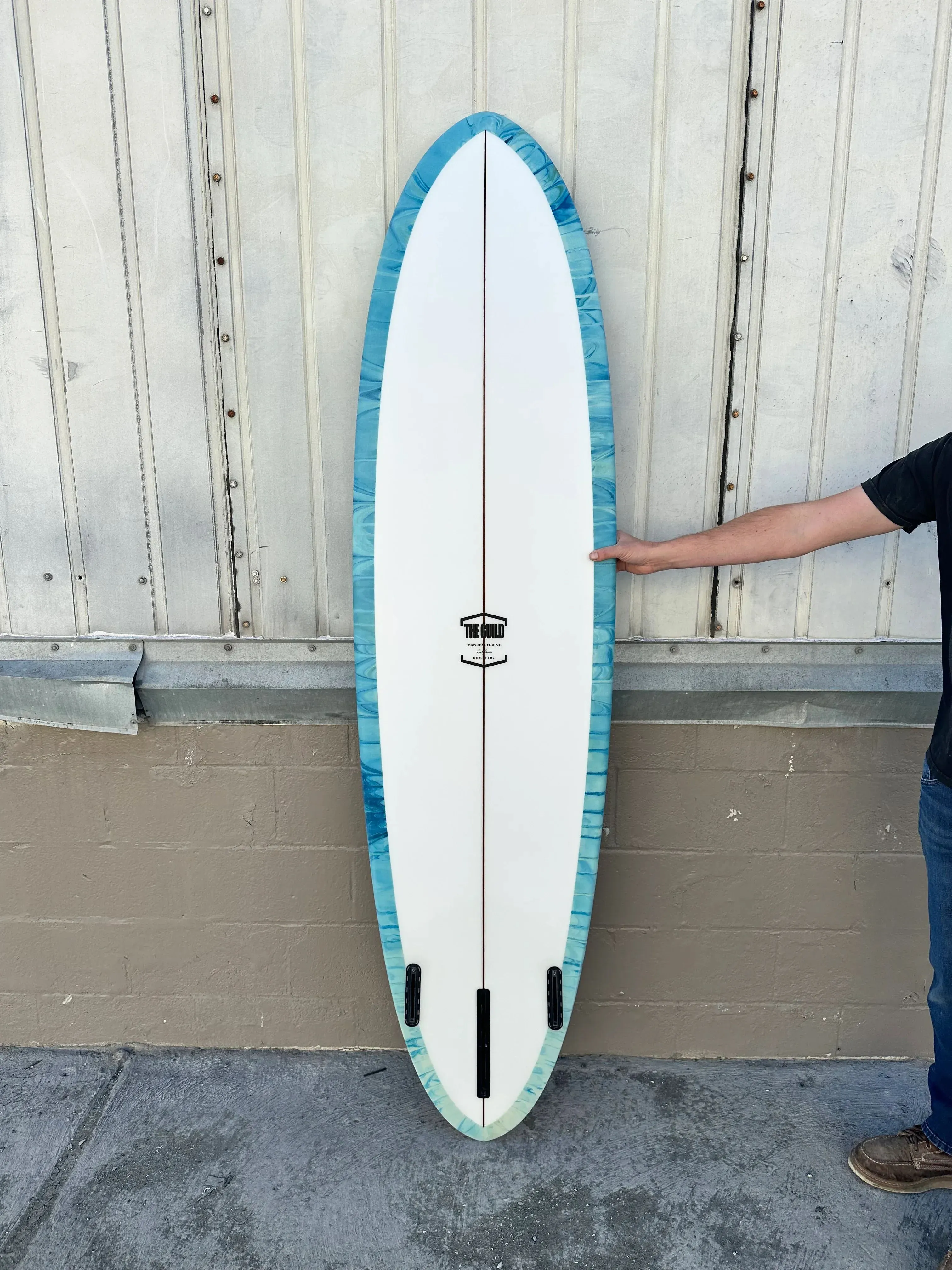 THE GUILD | 7'2" COSMIC CUCUMBER BLUE ABSTRACT/CLEAR SURFBOARD