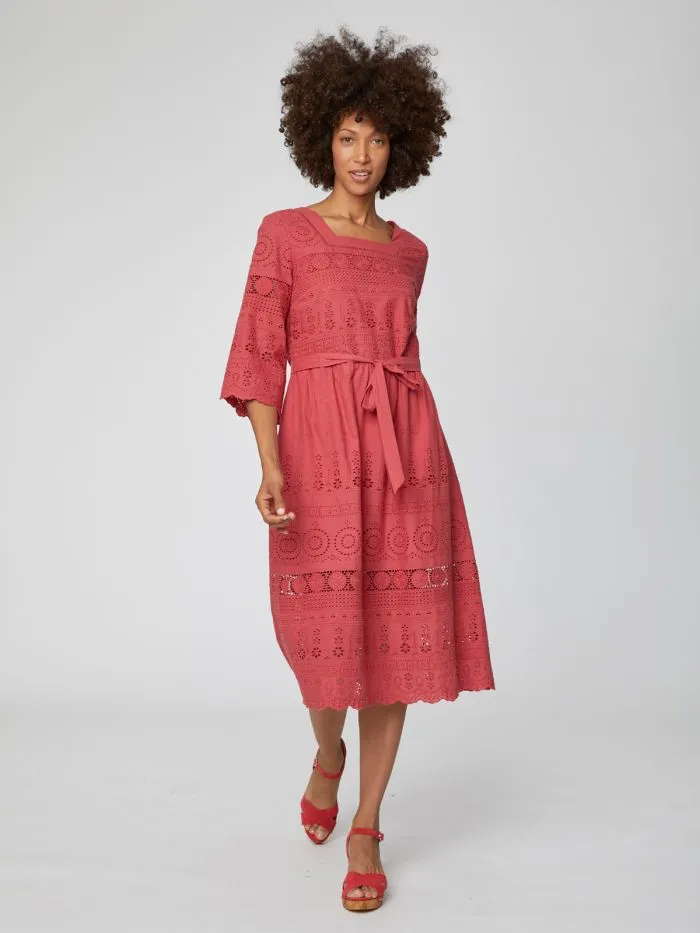 Thought Briony Organic Cotton Embroidery Anglais Dress WSD4169