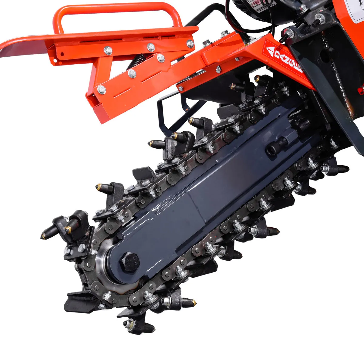 TMG Industrial 18” Kohler Powered Trenching Machine Trencher, 4” Trench Width, 18” Trench Depth, 7 HP Gasoline Engine, Auto-Feed Auger, TMG-GT418