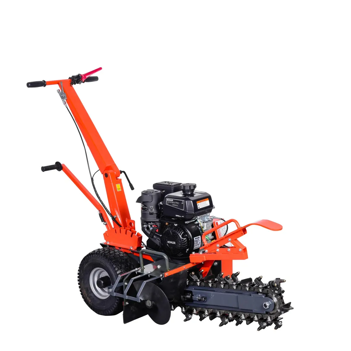 TMG Industrial 18” Kohler Powered Trenching Machine Trencher, 4” Trench Width, 18” Trench Depth, 7 HP Gasoline Engine, Auto-Feed Auger, TMG-GT418